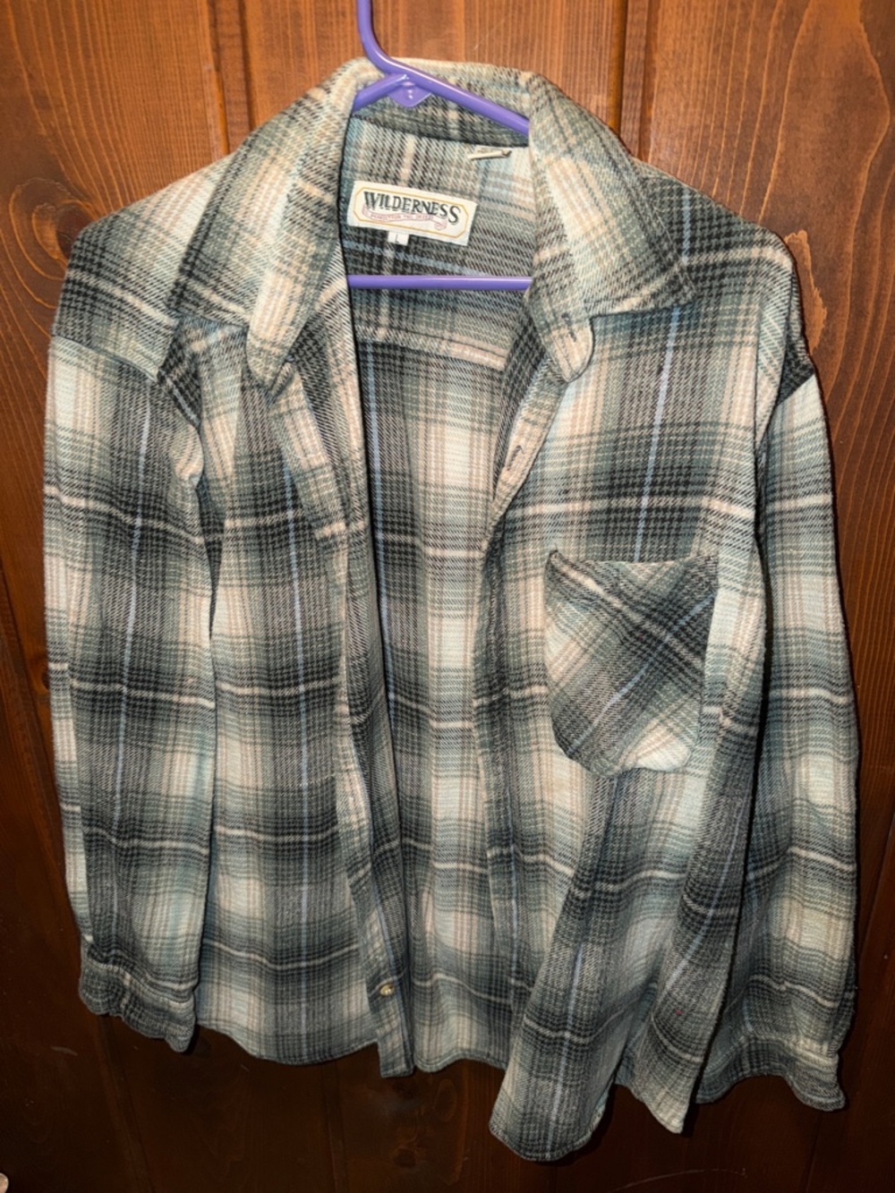 Vintage Wilderness Plaid Button-Up Shirt in Green & Cream